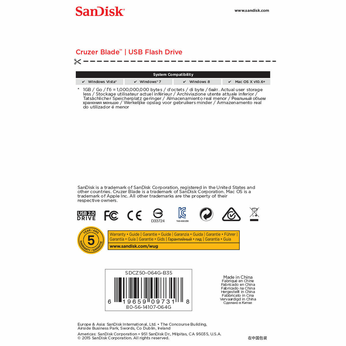 Pendrive SanDisk Cruzer Blade Black 64 GB
