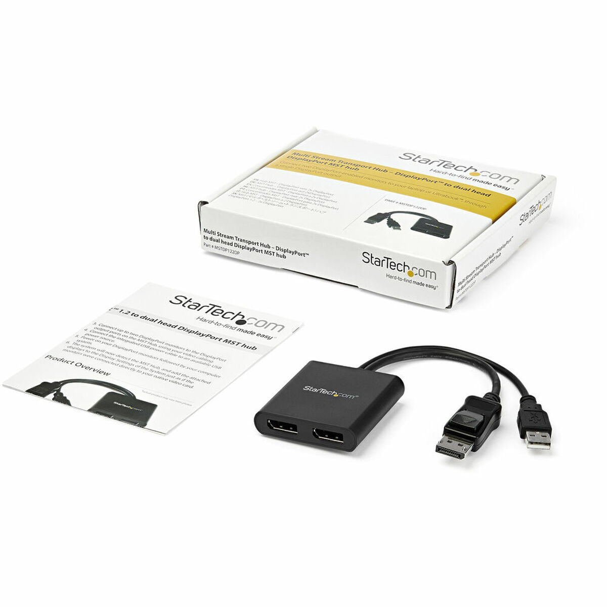 Splitter DisplayPort Startech MSTDP122DP Black 4K Ultra HD