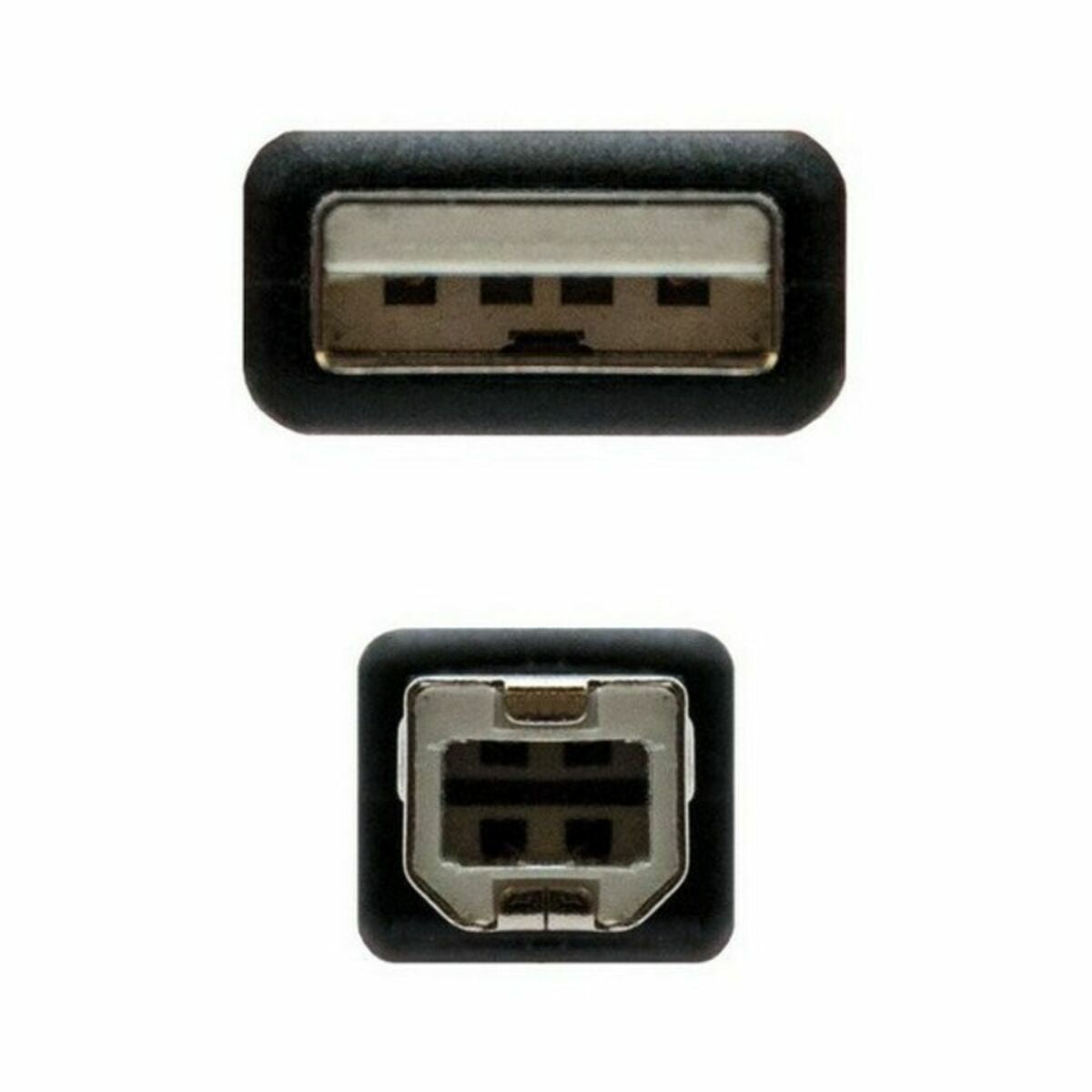 USB 2.0 A to USB B Cable NANOCABLE 10.01.0102-BK Black 1 m