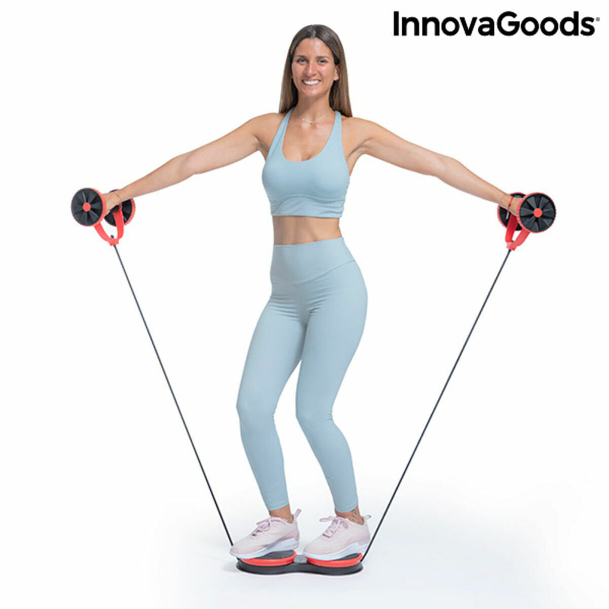 Abdominal Roller with Rotating Discs, Elastic Bands and Exercise Guide InnovaGoods Twabanarm (Refurbished B)