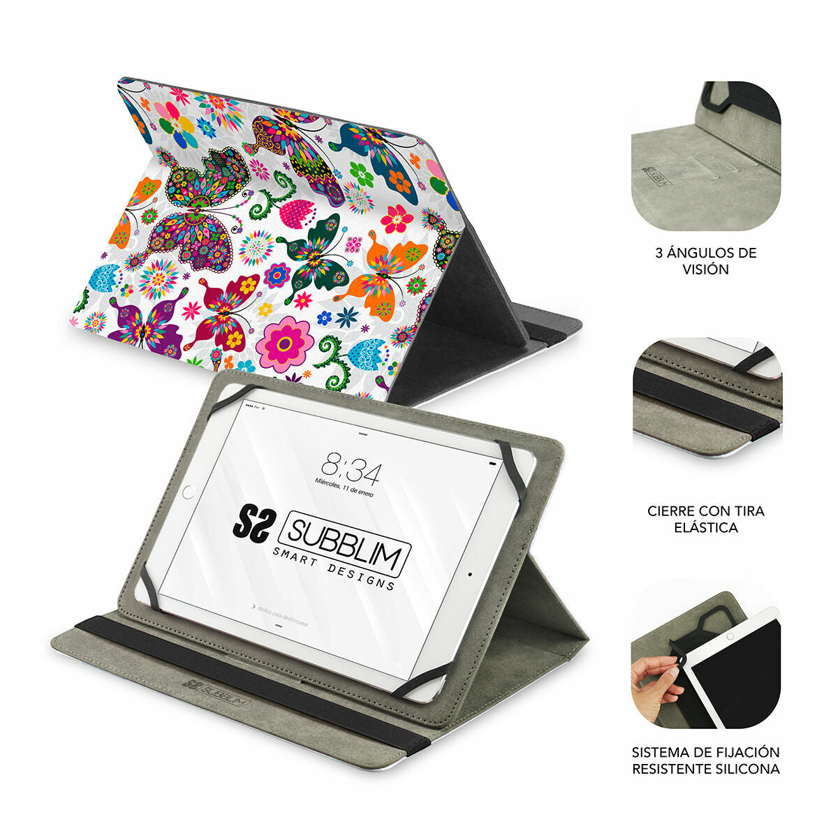 Tablet cover Subblim SUBCUT-4TC013 Multicolour 11" Butterflies