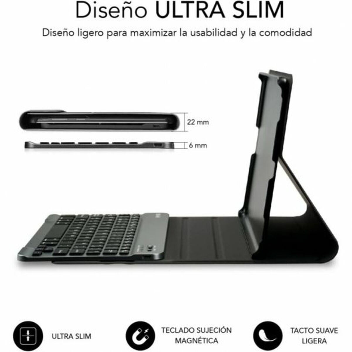 Case for Tablet and Keyboard Subblim SUBKT3-BTL300 Black Spanish Qwerty QWERTY 10,6"