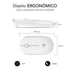 Keyboard and Wireless Mouse Subblim BUSINESS SLIM White