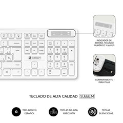 Keyboard and Wireless Mouse Subblim BUSINESS SLIM White