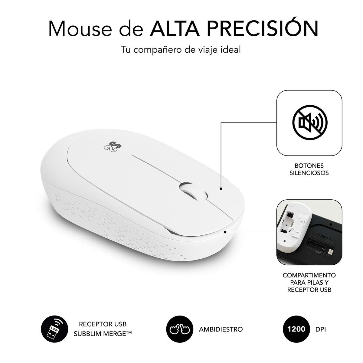 Keyboard and Wireless Mouse Subblim BUSINESS SLIM White